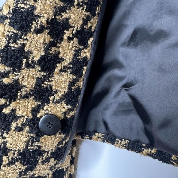 NWT ZARA Tweed Houndstooth Cropped Textured Blazer Jacket Women's Brown Size L - Picture 6 of 8
